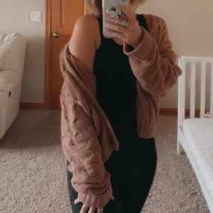 Super Soft Chunky Cropped Cardigan Open Knit Sweater Crop Warm Winter Small S